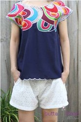 Scalloped Sleeve Rainbow Top - Tea Rose