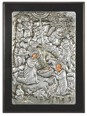 THE NATIVITY OF JESUS CHRIST PURE SILVER ICON 999 