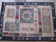 Blue,  patterned floor mat