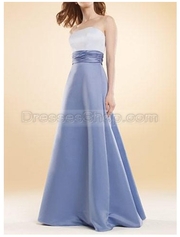 Baby Blue Satin A-Line/Princess Chest Wrap Zip up Natural Waist Ruched