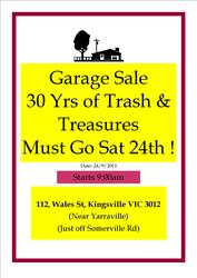 HUGE GARAGE SALE- SAT 24th