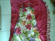 Balinese red  hibiscus kemben dress painting