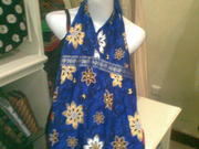 Balinese flower painting blue and yellow dress(Bali)