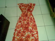 Balinese orange hibiscus flower painting dress
