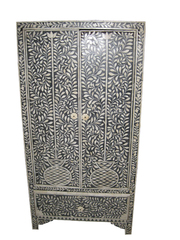 Antique India Furniture Bone Inlay Armoire Cabinet Chest 54