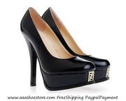 Hot sale Fendi Smooth Black Patent leather Platform Pump Free shipping