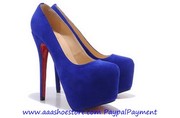 Christian Louboutin Daffodile 160 Suede Platform Pumps Blue ON SALE Fr
