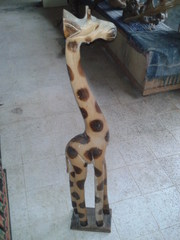 Wood Girraffe Statue