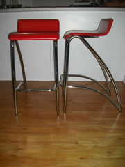 2 Red Bar Stools/Breakfast Stools