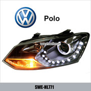 VW POLO Angel Eye LED Head Lamp front DRL Headlights Dayline Head Ligh
