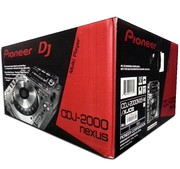  TWO CDJ 2000 CD PLAYERS AND A PIONEER DJM 900 MIXER WITH WHEELS