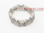 Gray and White Round Pearl Bracelet