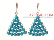 Fashion Style Fan Shape Blue Turquoise Earrings 