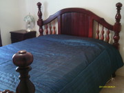 Solid wood 4 poster Queen Bed and chest of draws