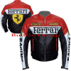Ferrari Red Black Leather Biker Jacket