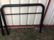 Solid Steel frame single beds x 2,  timber slats,  mattresses & bedding