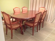 Dining table and six chairs