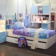 SGA Furniture’s kid’s bunk beds with desk are what you’re looking for.