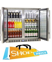 Rhino Stainless Steel 2 Door Triple Glazed Glass Bar Fridge