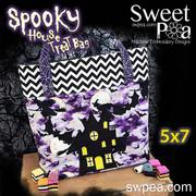 Spooky House Trick or Treat Tote Bag - Machine Embroidery Design