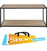 Premium Oak Top Industrial Coffee Table with metal frame & aluminium s