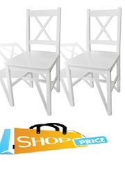 vidaXL 2 pcs White Wood Dinning Chair