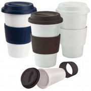 Personalised Ceramic Coffee Mug With Red Lid at Vivid Promotions Austr