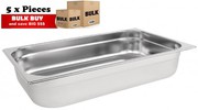 5Pcs S/Steel Container Gn 1/1 Gastronorm Tray Foodgrade 100mm Deep