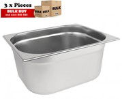 3Pcs S/Steel Container Gn 1/2 Gastronorm Tray Foodgrade 150mm Deep
