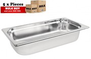 5Pcs S/Steel Container Gn 1/3 Gastronorm Tray Foodgrade 65mm Deep
