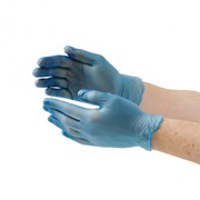 Vogue Vinyl Food Prep Gloves Blue Powdered Pack of 100 Medium