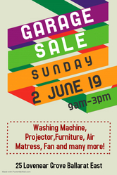 Garage Sale this Sunday 2nd June Ballarat East