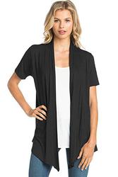 12 Ami Basic Solid Short Sleeve Open Front Cardigan Taupe Small