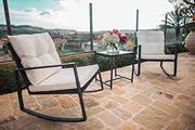 SUNCROWN Outdoor 3-Piece Rocking Bistro Set: Black Wicker Furniture-Tw