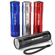  BYB Pack Of 4,  Super Bright 9 LED Mini Aluminum Flashlight With Lanya