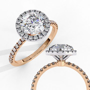 Round Cut Diamond Halo Ring with Pavé Band | Yarra Jewe