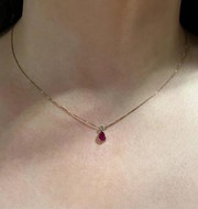 Rubina Ruby & CZ Necklace in 925 Silver