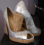 Designer (Robert Robert )silver / cork platform high heels
